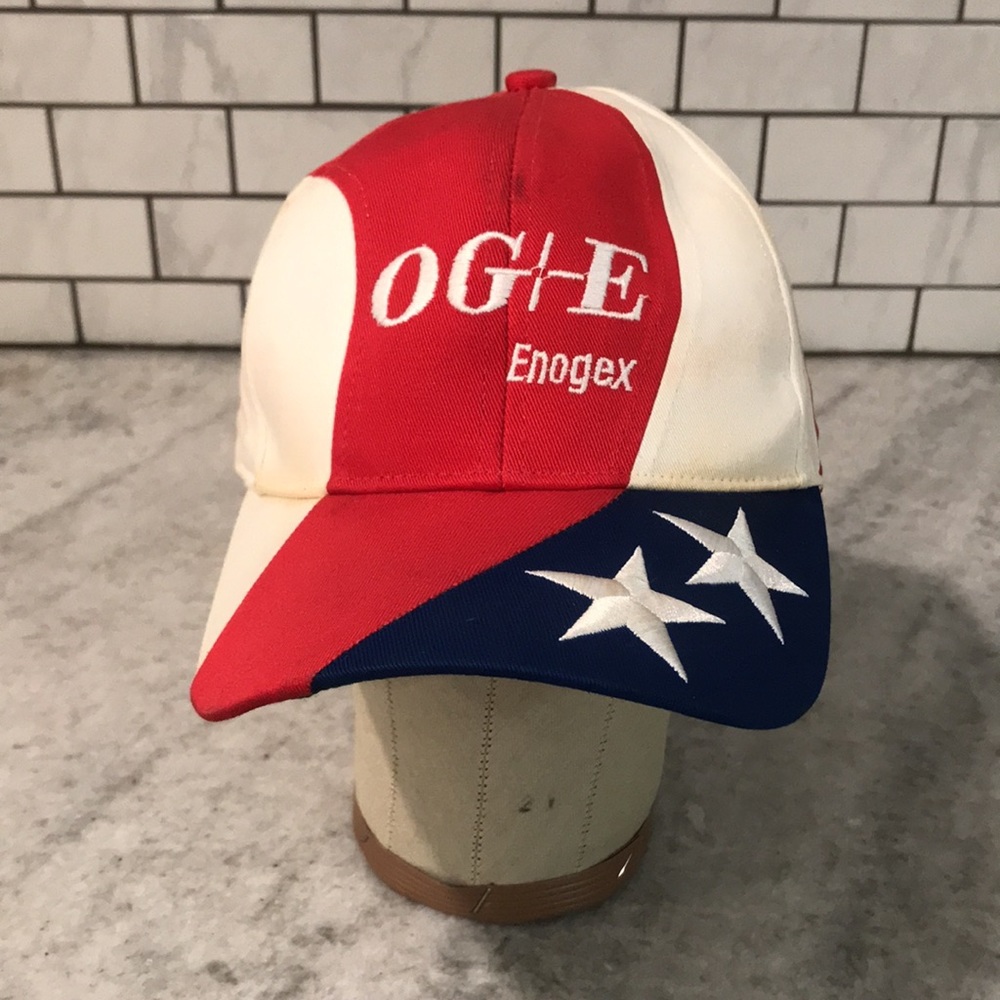 Vtg OG&E Enogex Kati Snapback Hat Dad Cap‎ Baseball Mens Patriotic America Stars